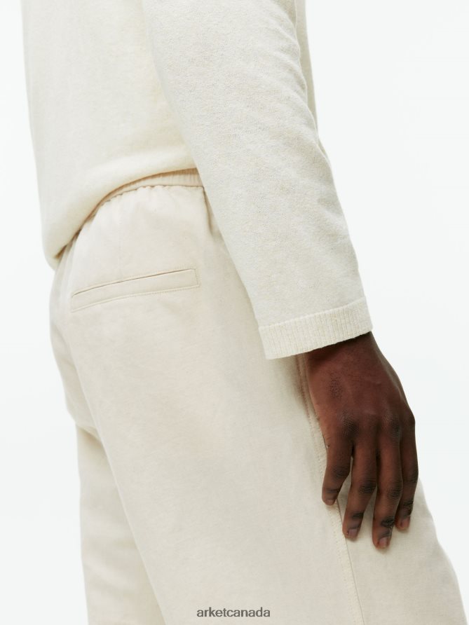 ARKET Clothing 4L826J1054 Light Beige Linen Drawstring Trousers Men