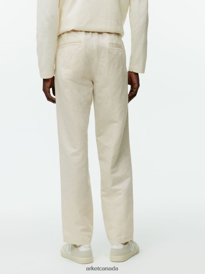 ARKET Clothing 4L826J1054 Light Beige Linen Drawstring Trousers Men