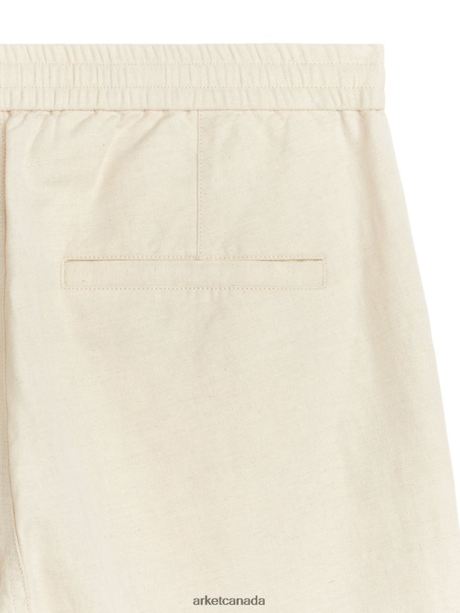 ARKET Clothing 4L826J1054 Light Beige Linen Drawstring Trousers Men