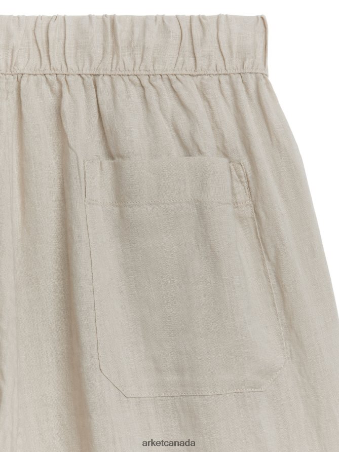 ARKET Clothing 4L826J1057 Beige Linen Drawstring Trousers Men