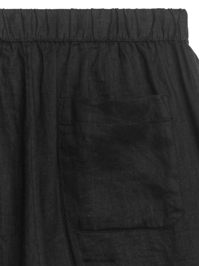ARKET Clothing 4L826J1058 Black Linen Drawstring Trousers Men