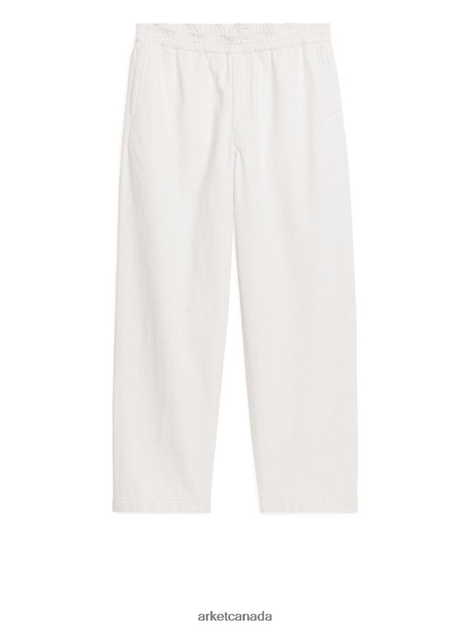 ARKET Clothing 4L826J1059 Off White Relaxed Cotton Linen Trousers Men