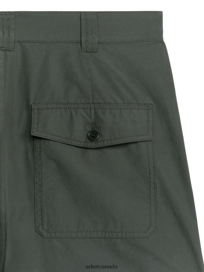 ARKET Clothing 4L826J1063 Khaki Green Wide Utility Trousers Men