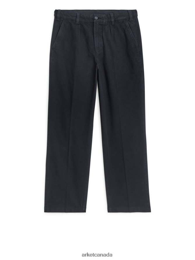 ARKET Clothing 4L826J1065 Dark Blue Cotton Canvas Utility Trousers Men