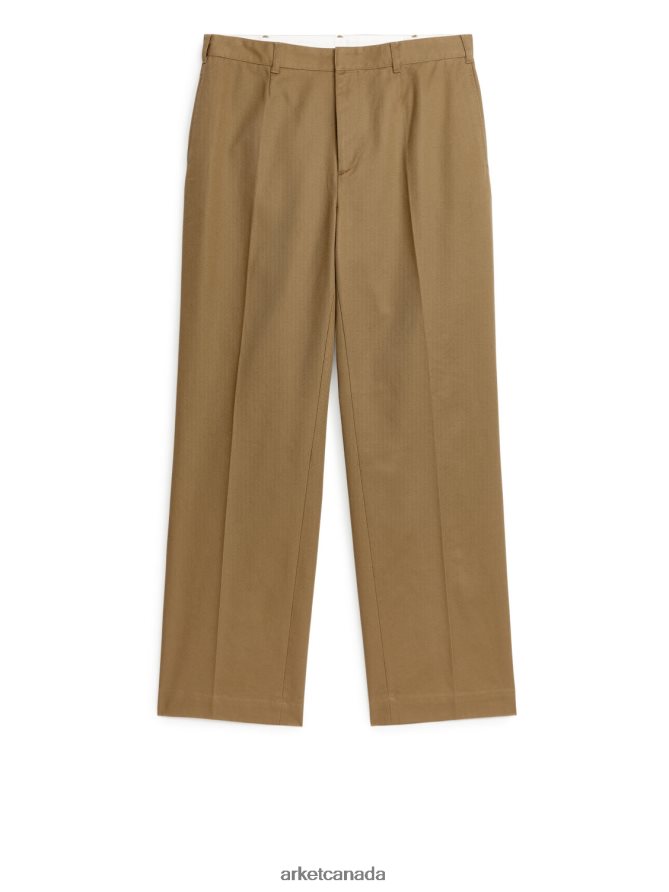 ARKET Clothing 4L826J1067 Brown Tailored Wide-Fit Trousers Men