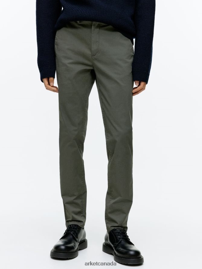 ARKET Clothing 4L826J1071 Khaki Green Slim Stretch Chinos Men