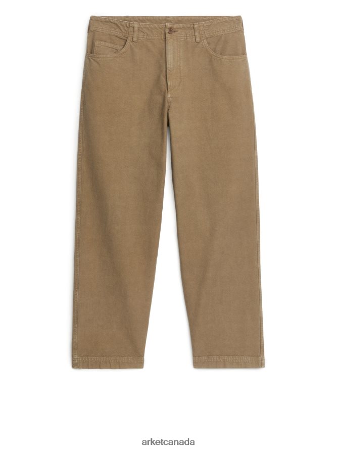 ARKET Clothing 4L826J1079 Dark Beige Cotton Trousers Men