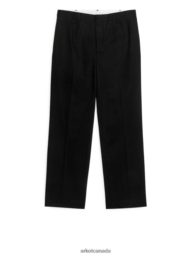 ARKET Clothing 4L826J1080 Black Tailored Wide-Fit Trousers Men
