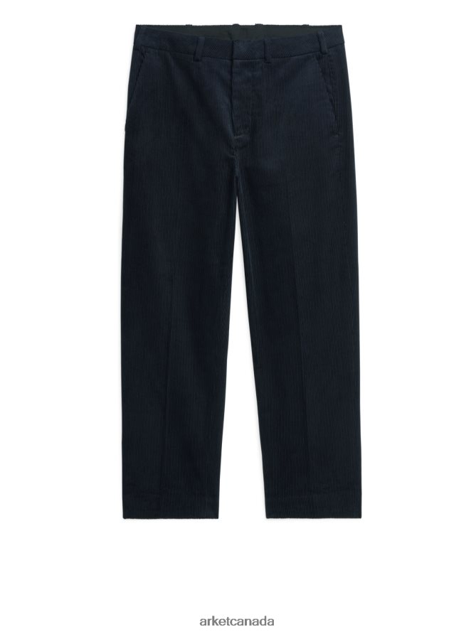 ARKET Clothing 4L826J1082 Dark Blue Cropped Corduroy Trousers Men