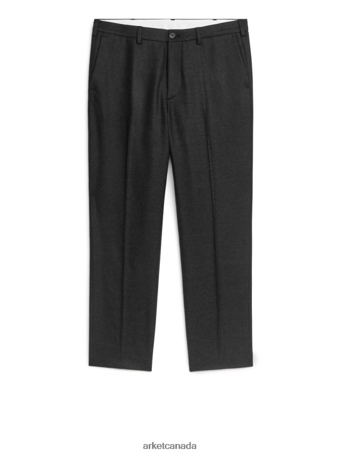 ARKET Clothing 4L826J1083 Grey Melange Cropped Tapered Wool Trousers Men