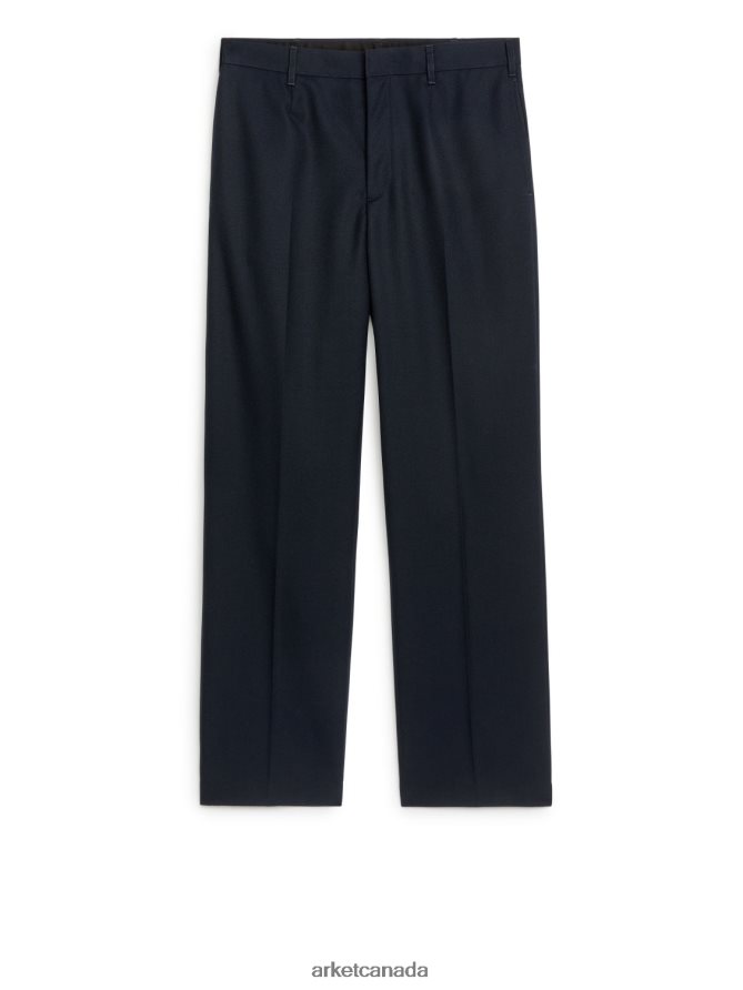 ARKET Clothing 4L826J1084 Dark Blue Wide Wool Trousers Men