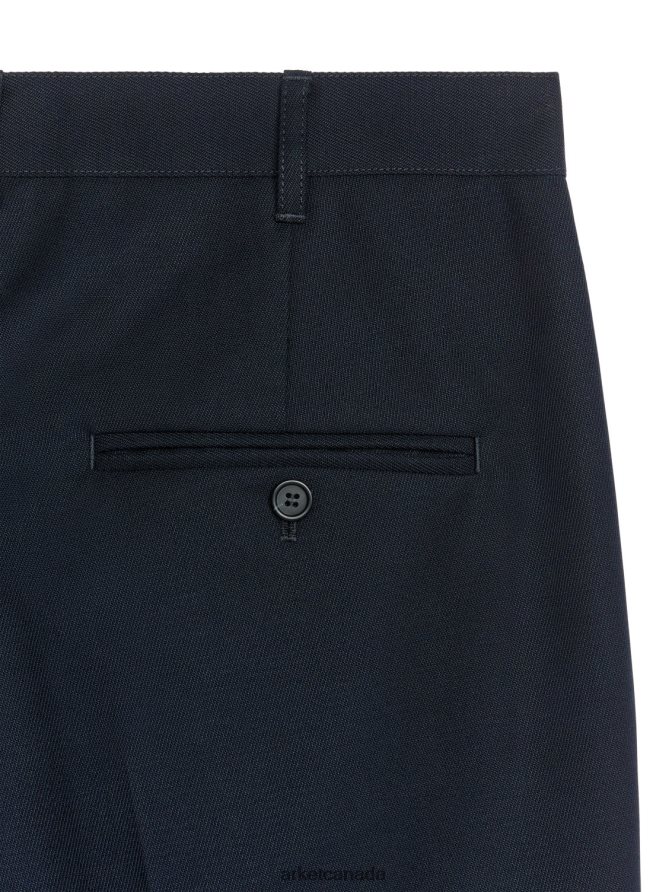 ARKET Clothing 4L826J1084 Dark Blue Wide Wool Trousers Men