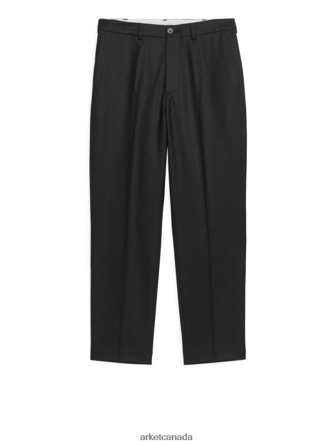 ARKET Clothing 4L826J1087 Black Cropped Tapered Wool Trousers Men