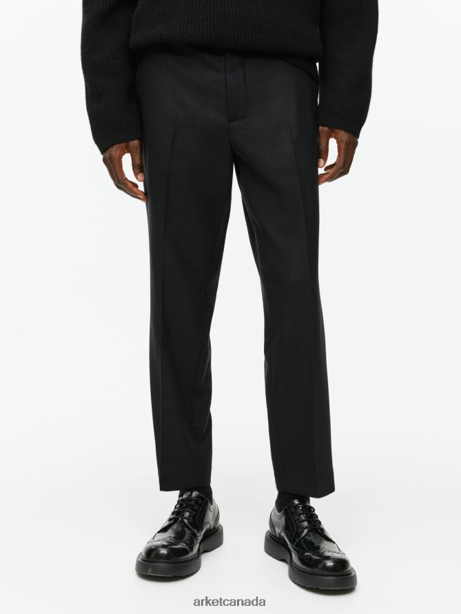 ARKET Clothing 4L826J1087 Black Cropped Tapered Wool Trousers Men