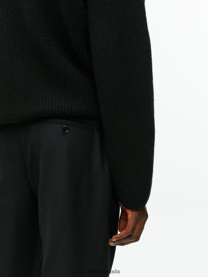 ARKET Clothing 4L826J1087 Black Cropped Tapered Wool Trousers Men