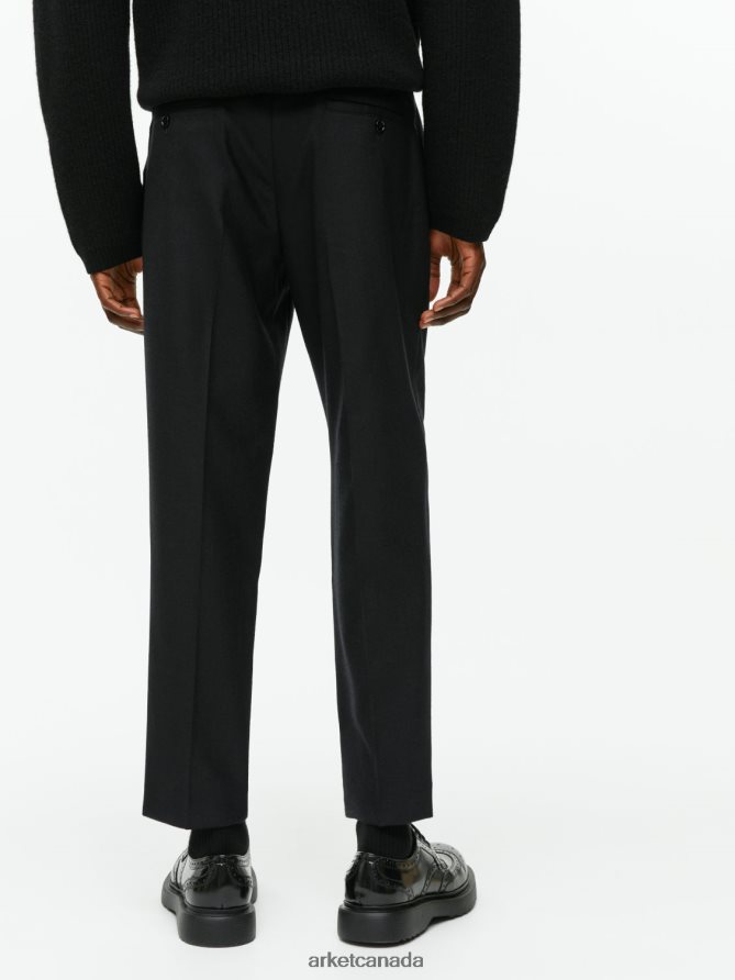 ARKET Clothing 4L826J1087 Black Cropped Tapered Wool Trousers Men