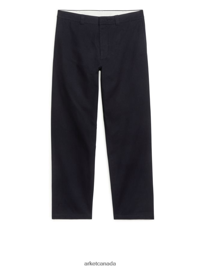 ARKET Clothing 4L826J1091 Dark Blue Cotton Twill Trousers Men