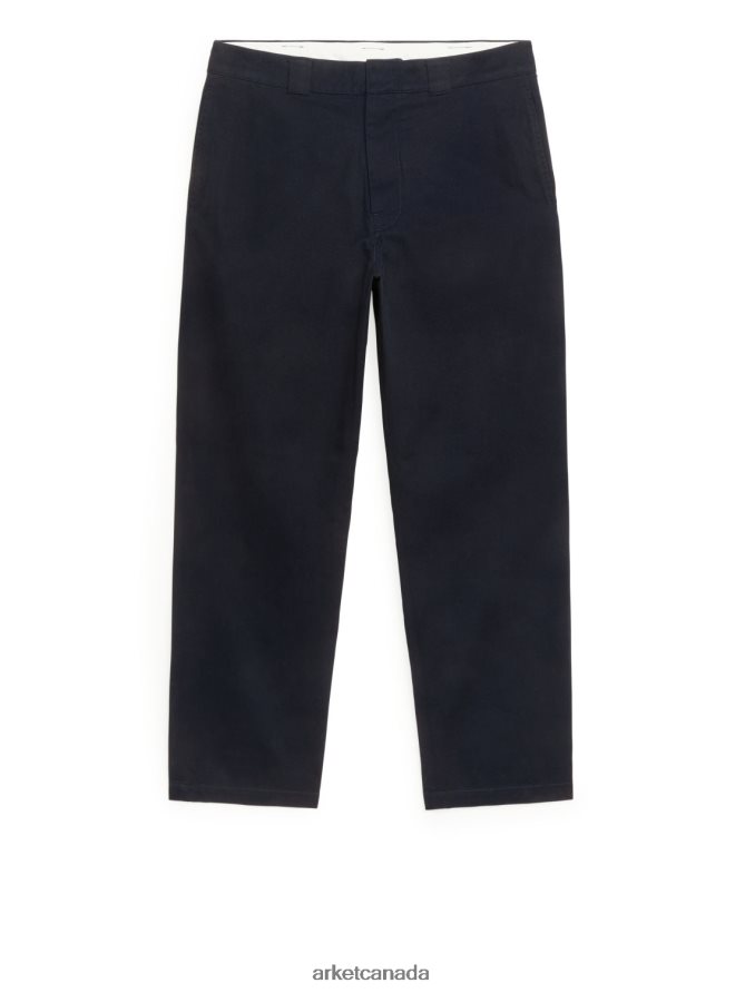 ARKET Clothing 4L826J1091 Dark Blue Cotton Twill Trousers Men