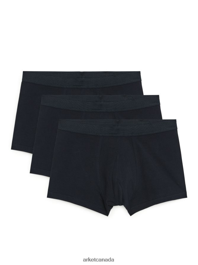 ARKET Clothing 4L826J1224 Dark Blue Pima Cotton Trunks, Set of 3 Men