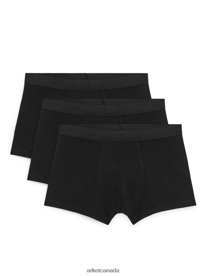 ARKET Clothing 4L826J1225 Black Pima Cotton Trunks, Set of 3 Men