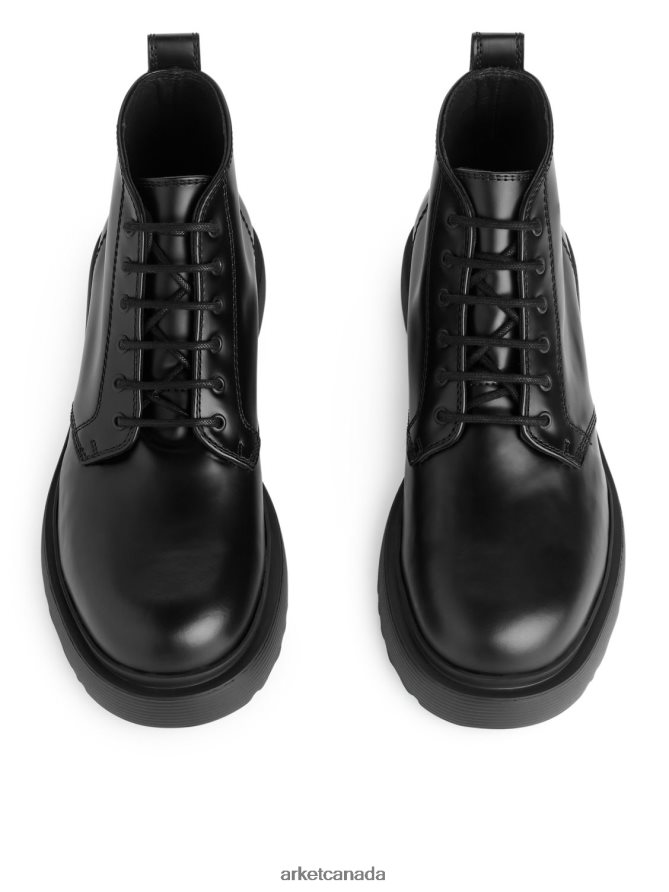 ARKET Footwear 4L826J1277 Black Lace-Up Leather Boots Men