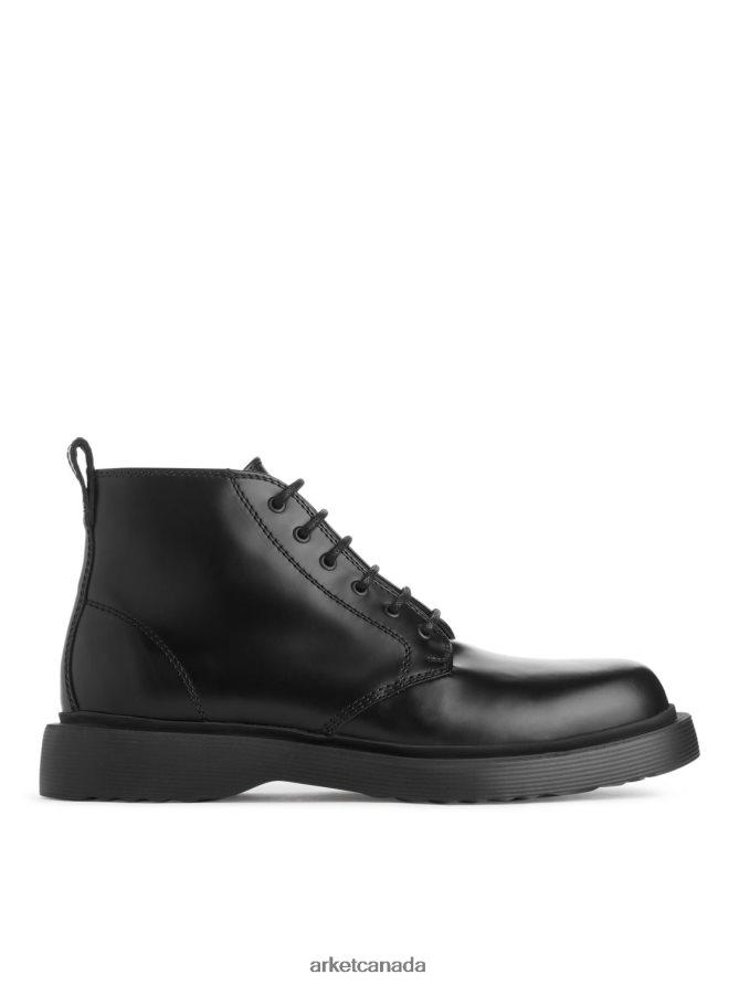 ARKET Footwear 4L826J1277 Black Lace-Up Leather Boots Men