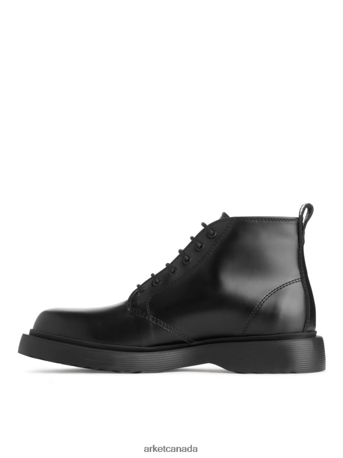 ARKET Footwear 4L826J1277 Black Lace-Up Leather Boots Men