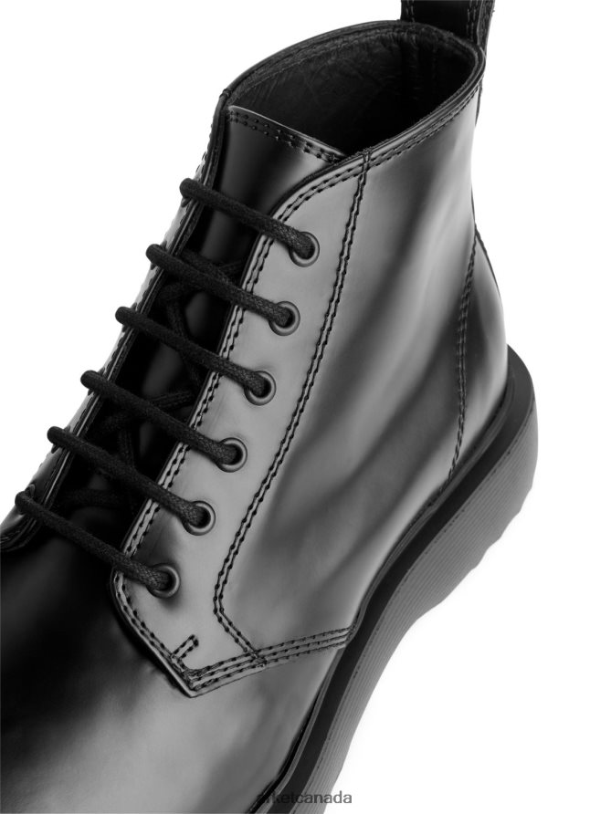 ARKET Footwear 4L826J1277 Black Lace-Up Leather Boots Men