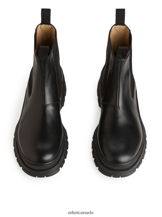 ARKET Footwear 4L826J1282 Black Chunky-Sole Leather Boots Men