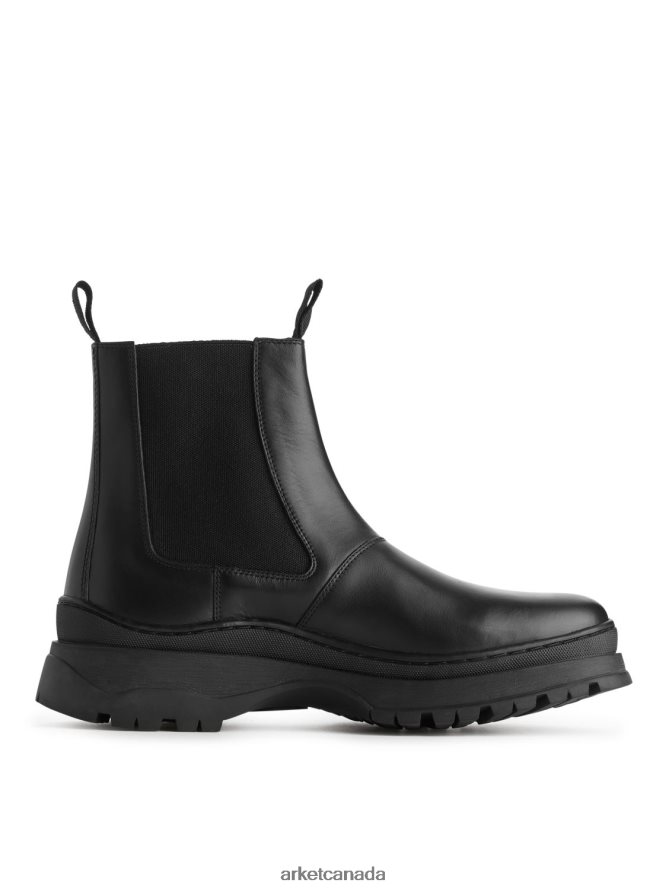 ARKET Footwear 4L826J1282 Black Chunky-Sole Leather Boots Men