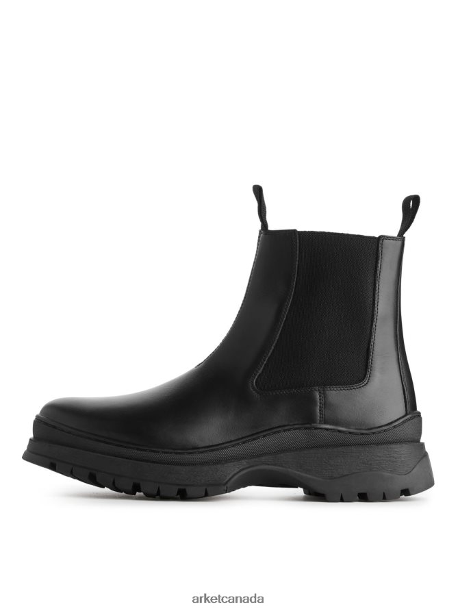 ARKET Footwear 4L826J1282 Black Chunky-Sole Leather Boots Men