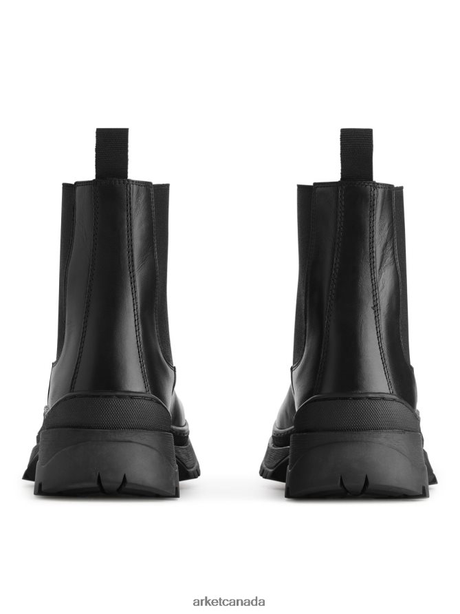 ARKET Footwear 4L826J1282 Black Chunky-Sole Leather Boots Men