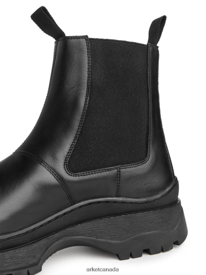 ARKET Footwear 4L826J1282 Black Chunky-Sole Leather Boots Men