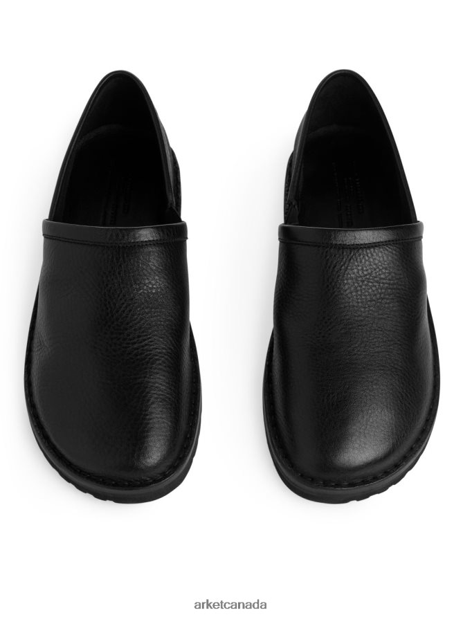 ARKET Footwear 4L826J1273 Black Slip-On Leather Shoes Men
