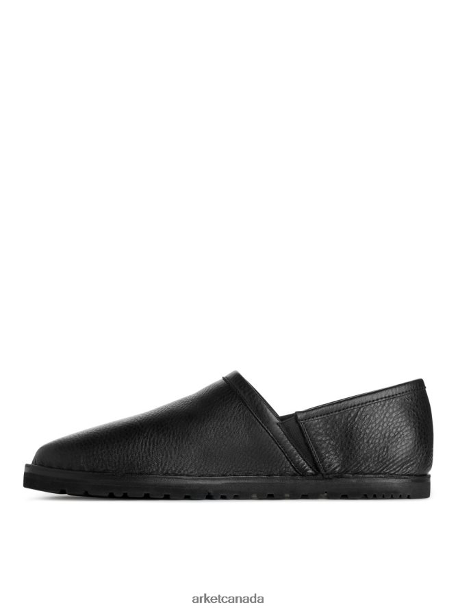 ARKET Footwear 4L826J1273 Black Slip-On Leather Shoes Men