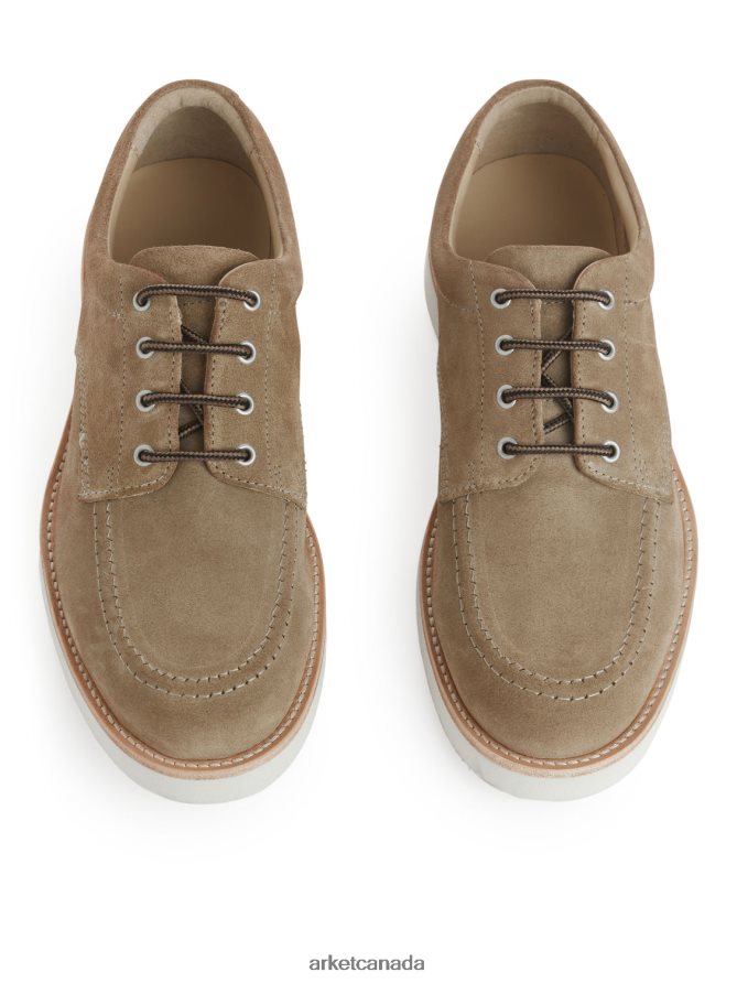 ARKET Footwear 4L826J1274 Beige Suede-VIBRAM Derby Shoes Men