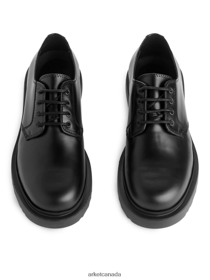 ARKET Footwear 4L826J1279 Black Chunky Leather Derby Shoes Men