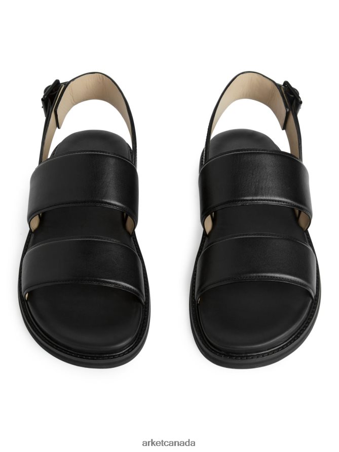 ARKET Footwear 4L826J1271 Black Buckle Leather Sandals Men