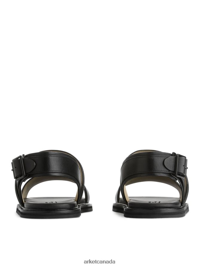 ARKET Footwear 4L826J1271 Black Buckle Leather Sandals Men