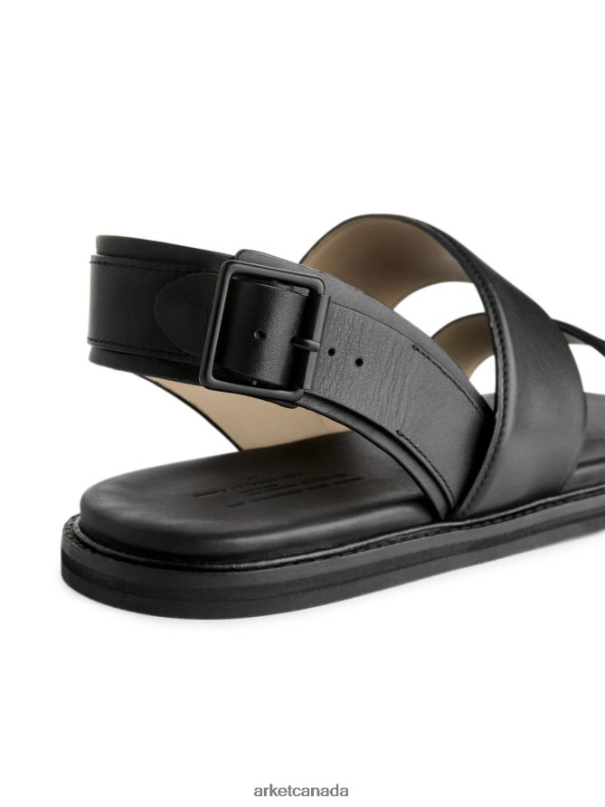 ARKET Footwear 4L826J1271 Black Buckle Leather Sandals Men