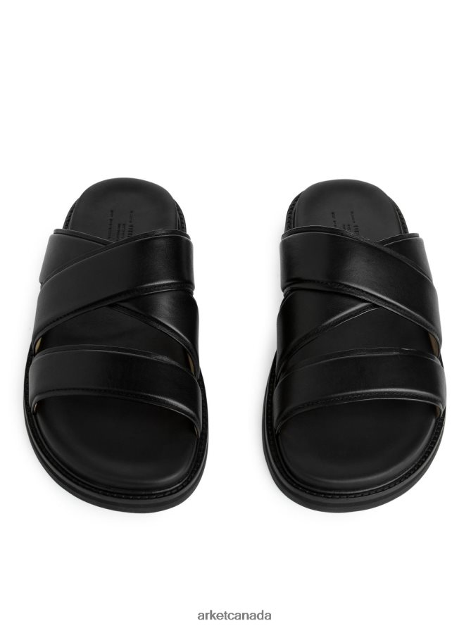 ARKET Footwear 4L826J1272 Black Leather Slide Sandals Men
