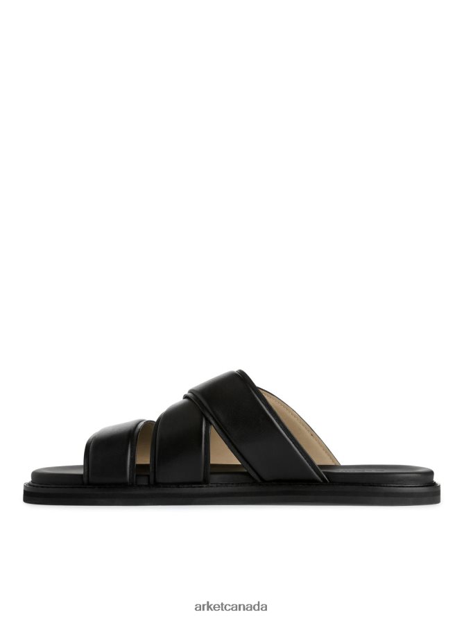 ARKET Footwear 4L826J1272 Black Leather Slide Sandals Men