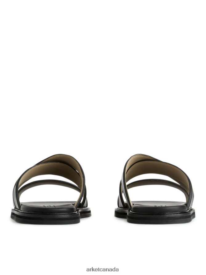 ARKET Footwear 4L826J1272 Black Leather Slide Sandals Men