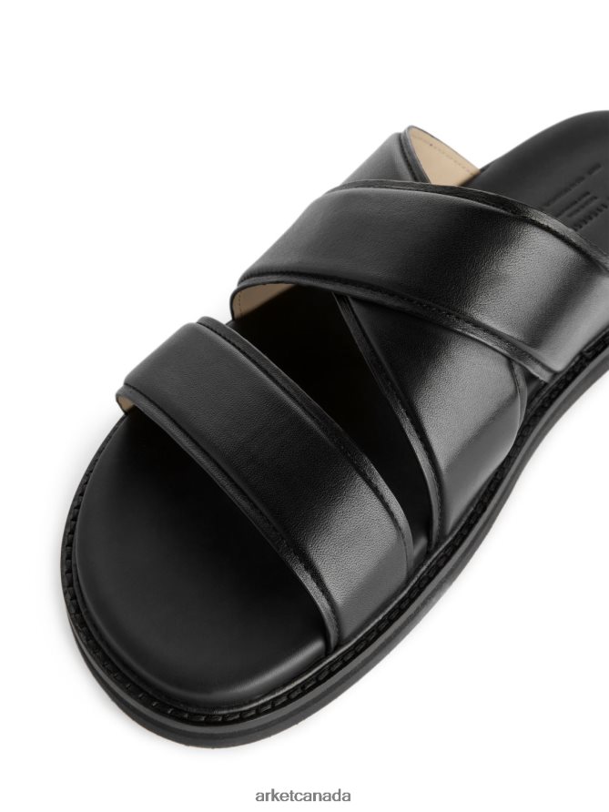 ARKET Footwear 4L826J1272 Black Leather Slide Sandals Men