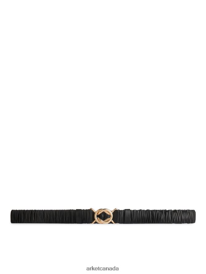 ARKET Accessories 4L826J825 Black Scrunched Leather Belt Women