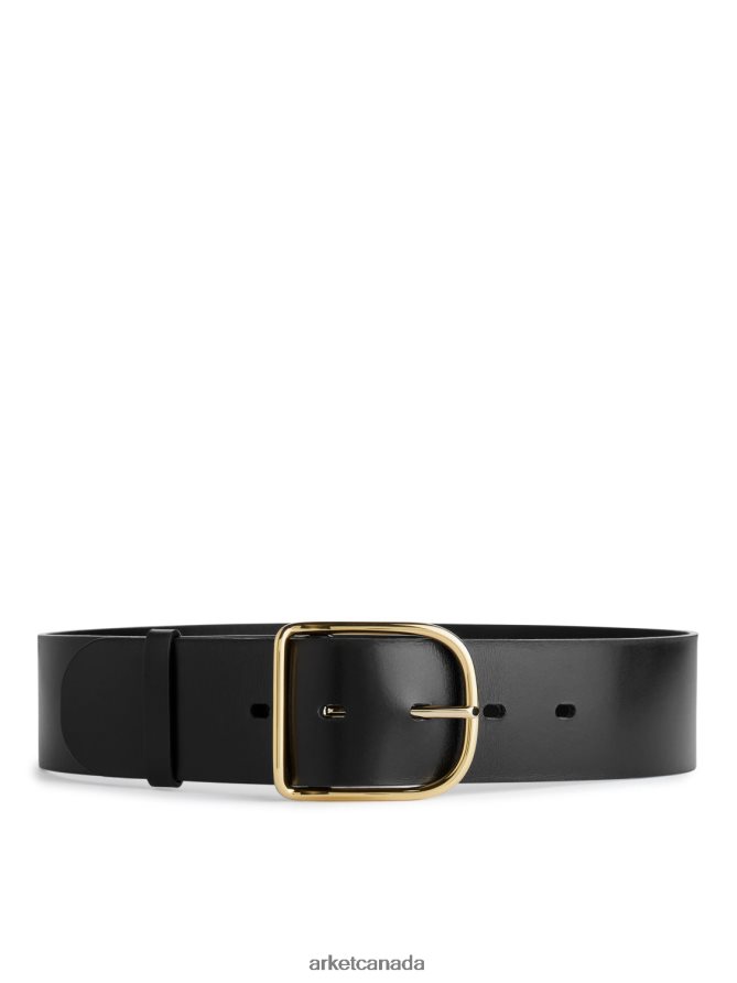 ARKET Accessories 4L826J834 Black Wide Leather Belt Women
