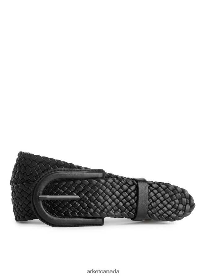 ARKET Accessories 4L826J837 Black Braided Leather Belt Women
