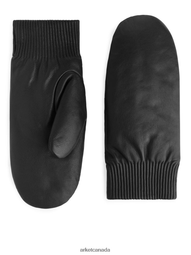 ARKET Accessories 4L826J891 Black Padded Leather Mittens Women