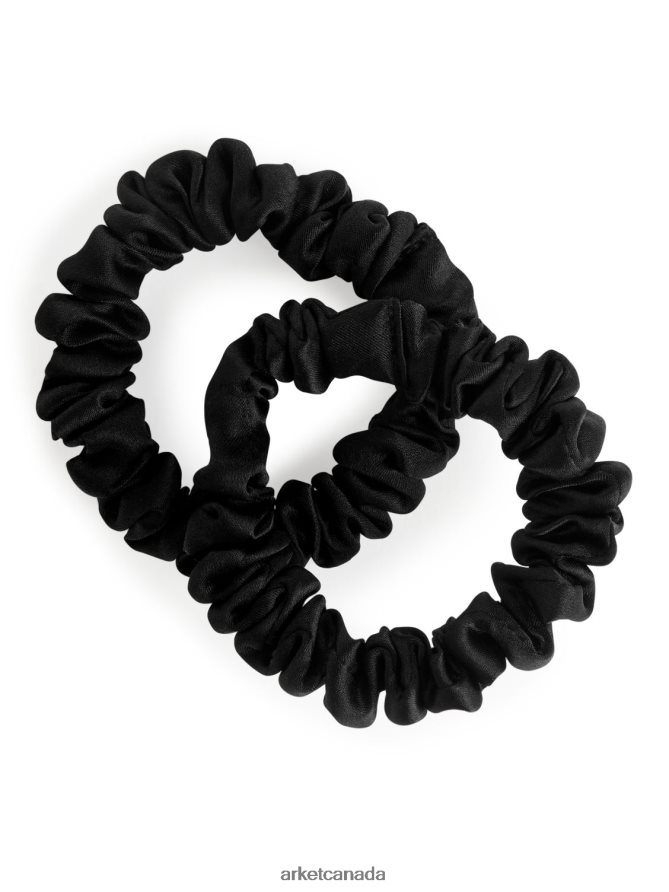ARKET Accessories 4L826J876 Black Silk Scrunchies Women