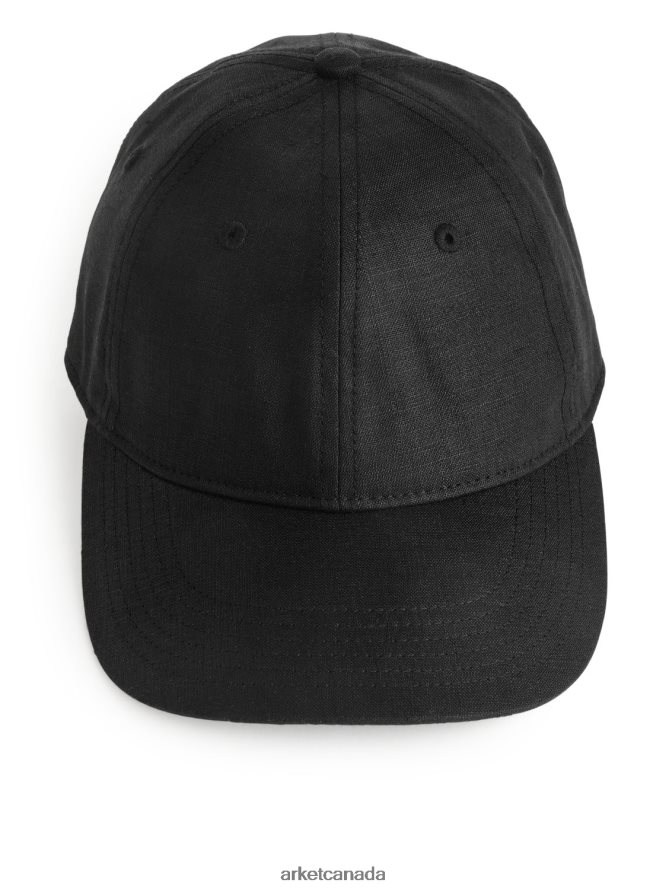 ARKET Accessories 4L826J818 Black Linen Cap Women